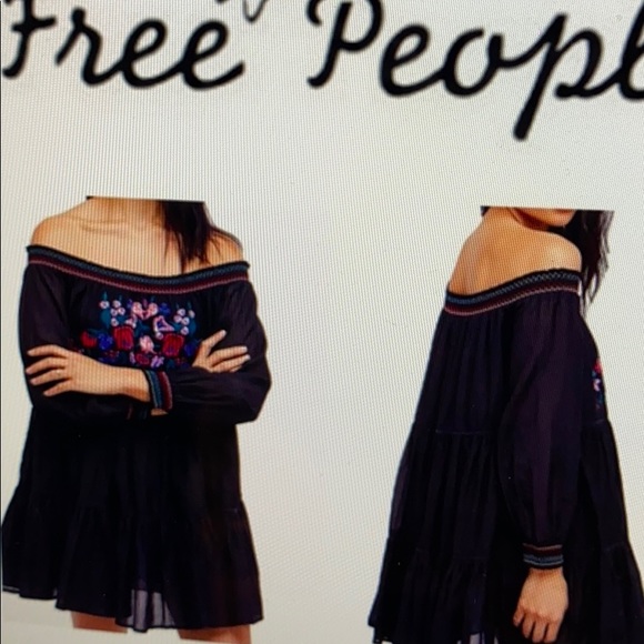 Free People black dress with colored embroidery - Picture 8 of 8